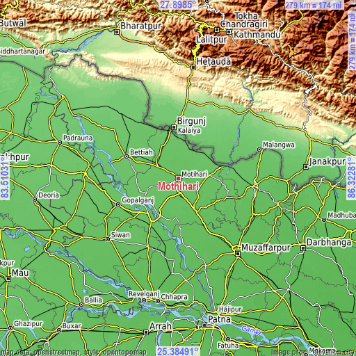 Topographic map of Mothīhāri