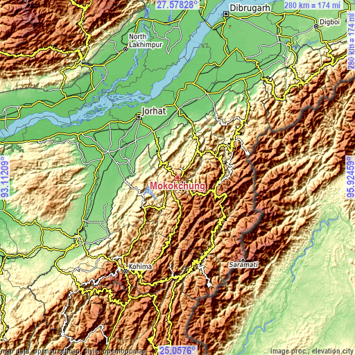 Topographic map of Mokokchūng