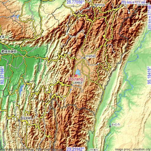 Topographic map of Moirāng