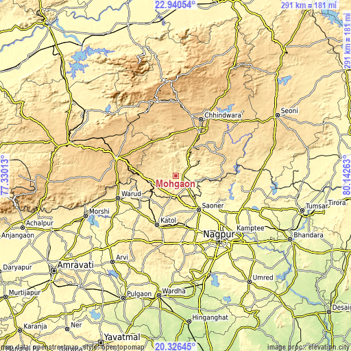 Topographic map of Mohgaon