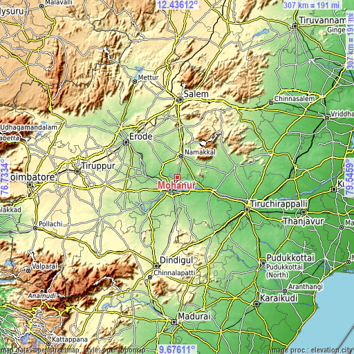 Topographic map of Mohanūr