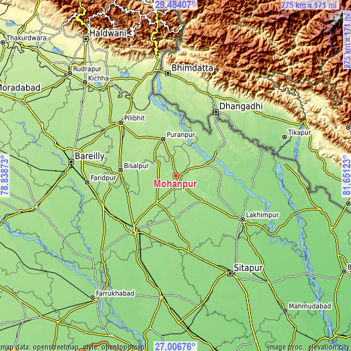 Topographic map of Mohanpur