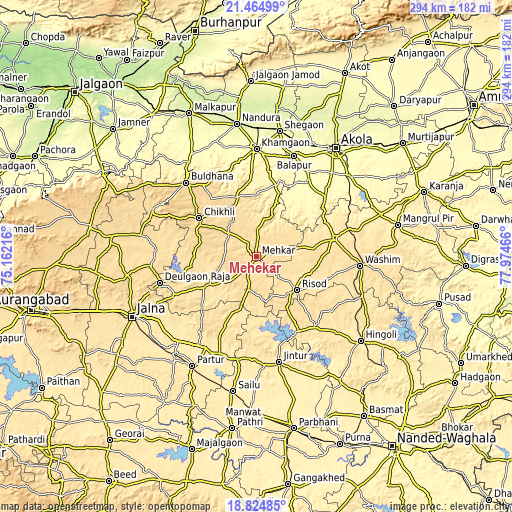 Topographic map of Mehekar