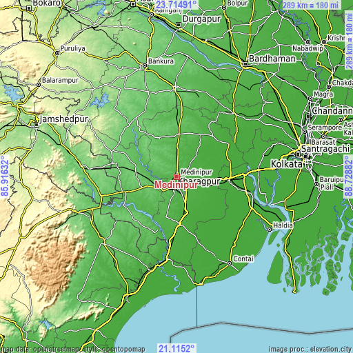 Topographic map of Medinīpur