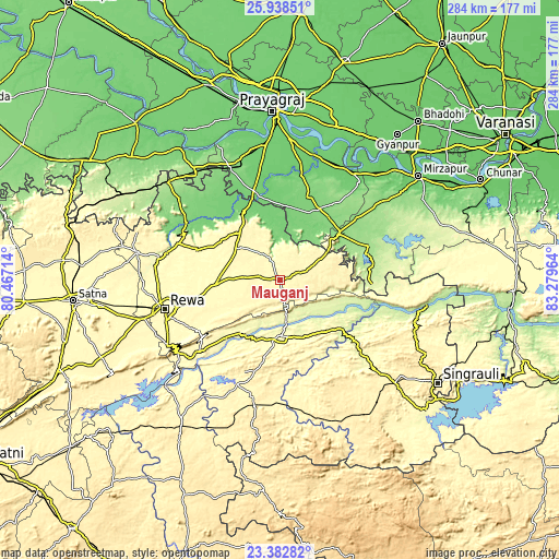 Topographic map of Mauganj