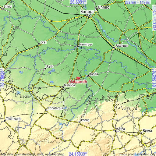 Topographic map of Mataundh