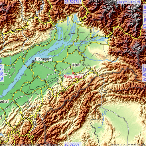 Topographic map of Margherita