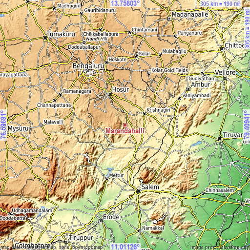 Topographic map of Mārāndahalli