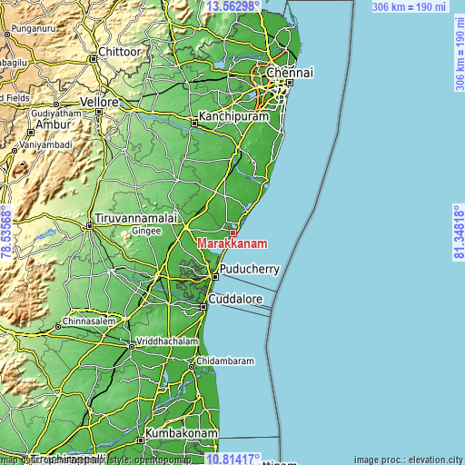 Topographic map of Marakkanam