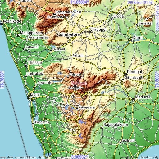 Topographic map of Marayur