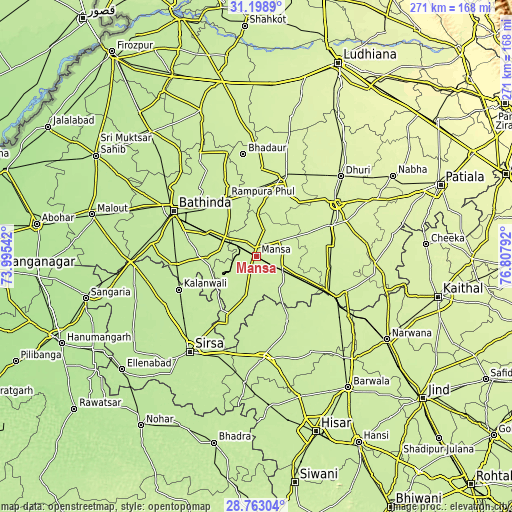 Topographic map of Mānsa