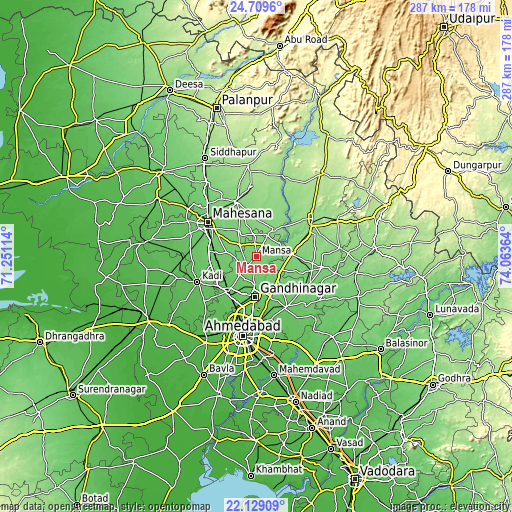 Topographic map of Mānsa