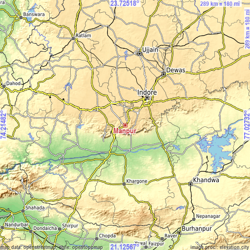 Topographic map of Mānpur