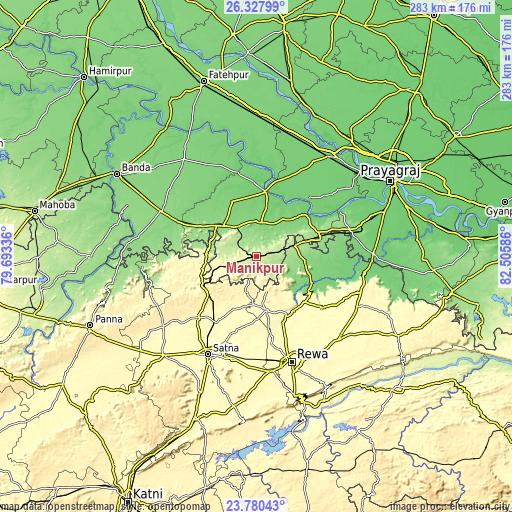 Topographic map of Mānikpur