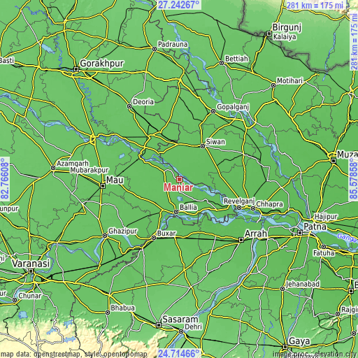 Topographic map of Maniar