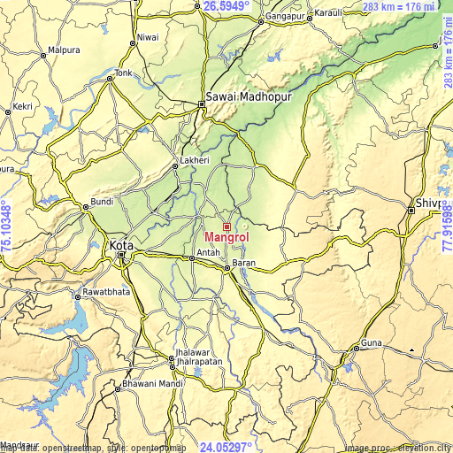 Topographic map of Māngrol