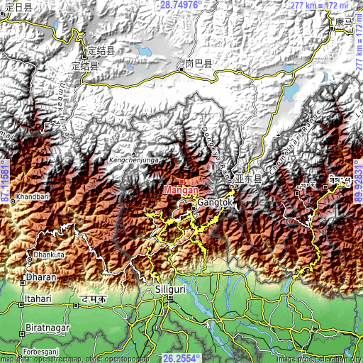 Topographic map of Mangan