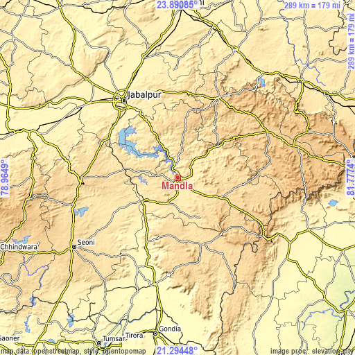 Topographic map of Mandlā