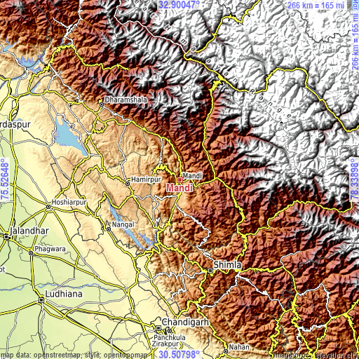 Topographic map of Mandi