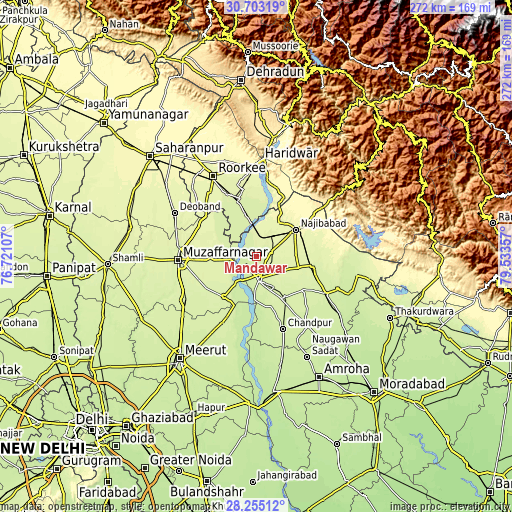 Topographic map of Mandāwar