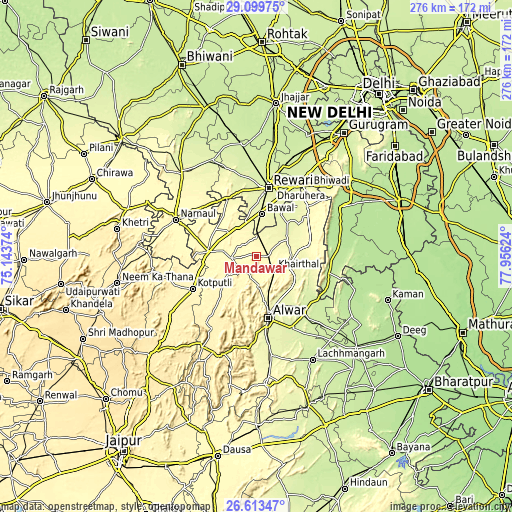 Topographic map of Mandāwar