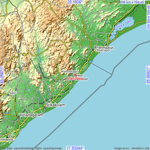 Topographic map of Mandasa