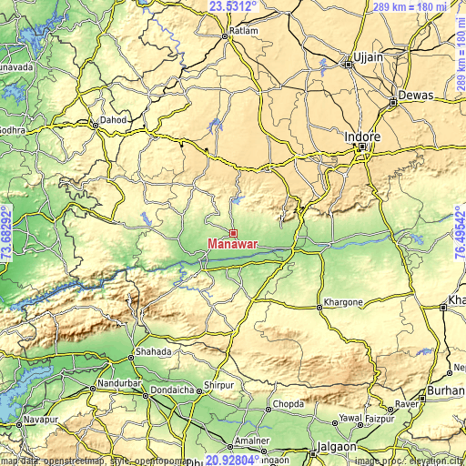 Topographic map of Manāwar