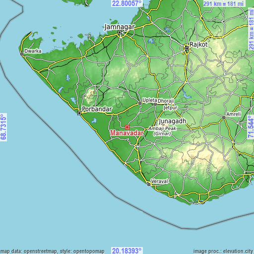 Topographic map of Mānāvadar