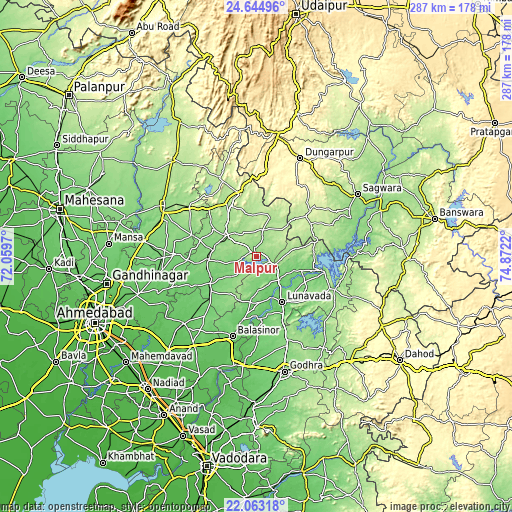 Topographic map of Mālpur