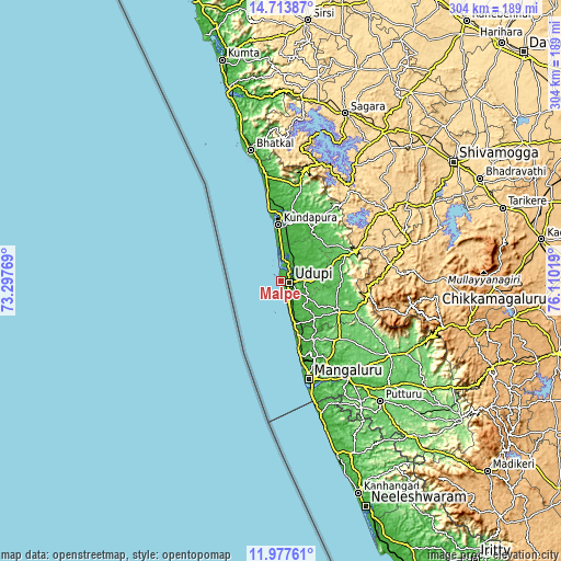 Topographic map of Malpe