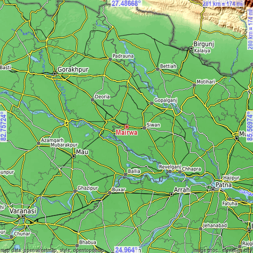 Topographic map of Mairwa