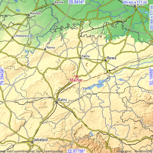 Topographic map of Maihar