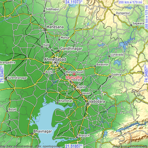 Topographic map of Mahudha