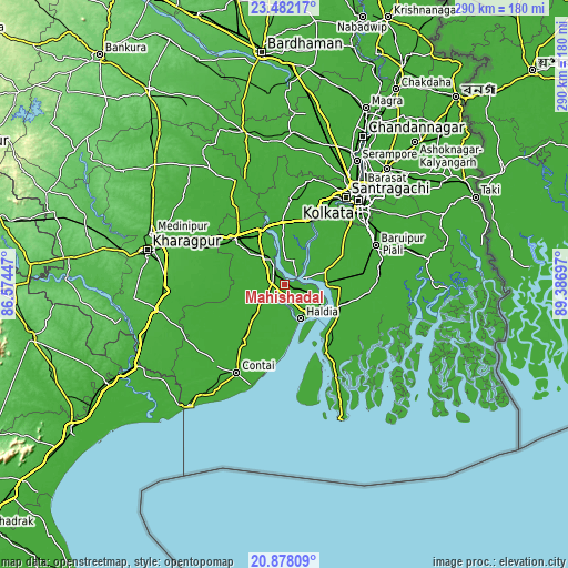 Topographic map of Mahīshādal