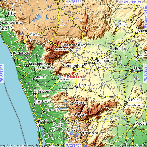 Topographic map of Madukkarai
