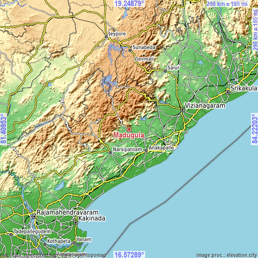 Topographic map of Mādugula