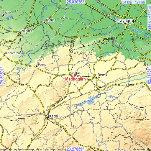 Topographic map of Madhogarh