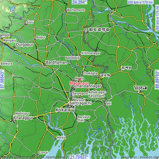 Topographic map of Madanpur