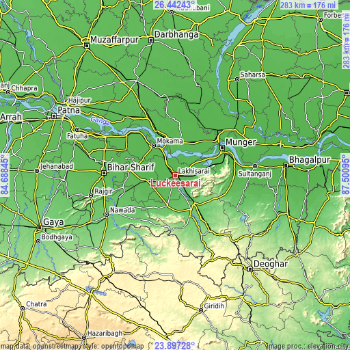 Topographic map of Luckeesarai