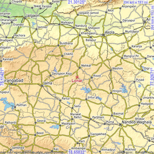 Topographic map of Lonār