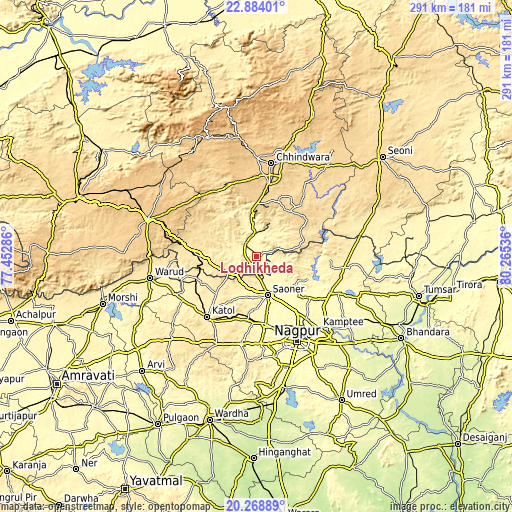 Topographic map of Lodhīkheda