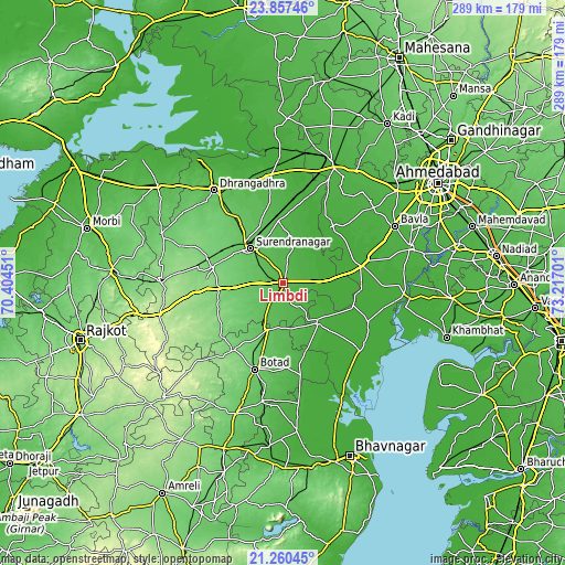 Topographic map of Limbdi