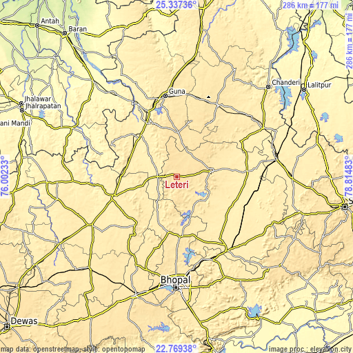 Topographic map of Leteri