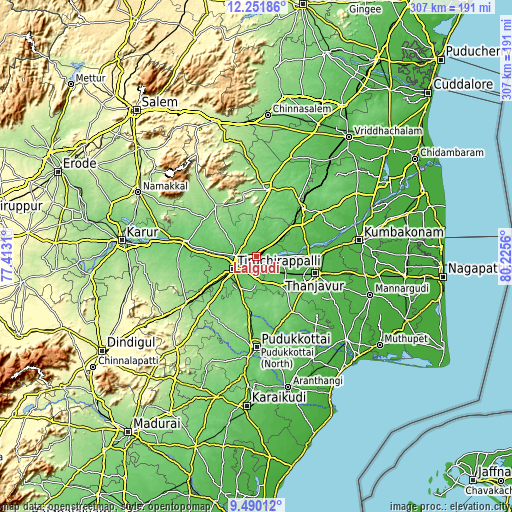 Topographic map of Lalgudi