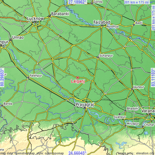 Topographic map of Lālganj