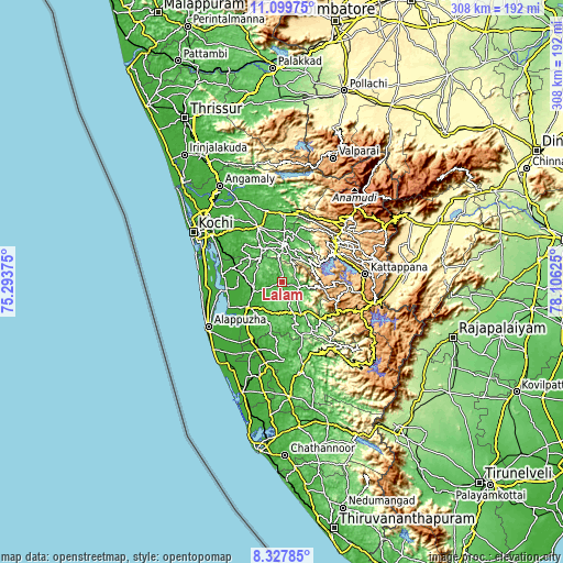 Topographic map of Lālam