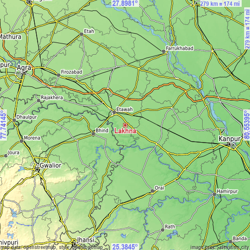 Topographic map of Lakhnā