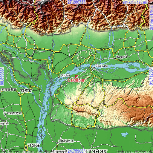 Topographic map of Lakhipur