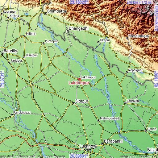 Topographic map of Lakhīmpur