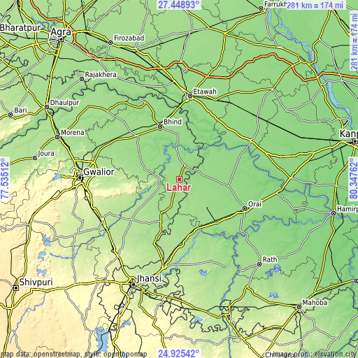 Topographic map of Lahār